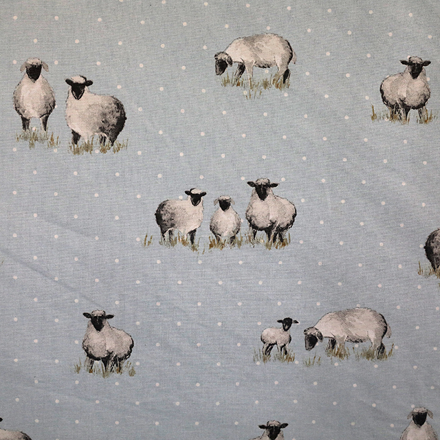 counting sheep print fabric blue